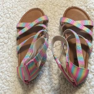 Rainbow criss cross sandals
